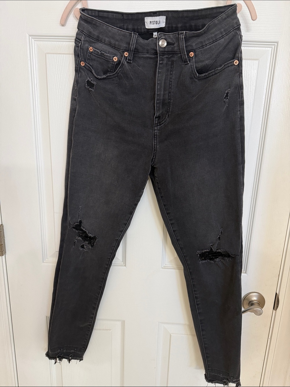 pistola Washed Black Distressed High-Rise Skinny Jeans